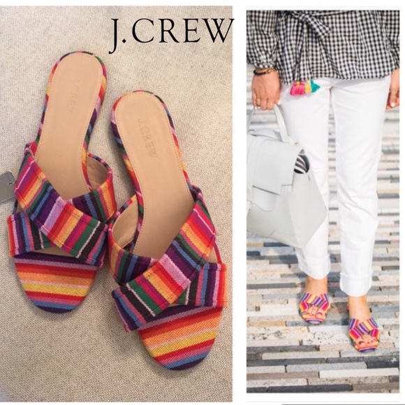 J. Crew Shoes - J. Crew Multistripe Crisscross Cora Slide Sandal 7